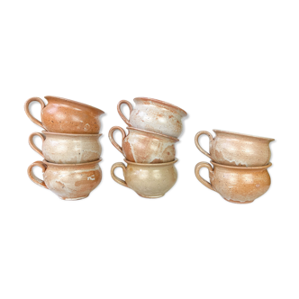 8 cups in vintage enamelled stoneware