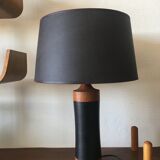 Scandinavian Teak an Leather Mid-Century Table Lamp, 1950s