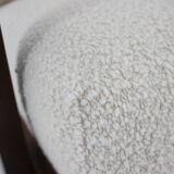 1940s large wing chair in wool boucle, restored