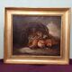 Hst painting still life basket of overturned fruit 19th - 20th century
