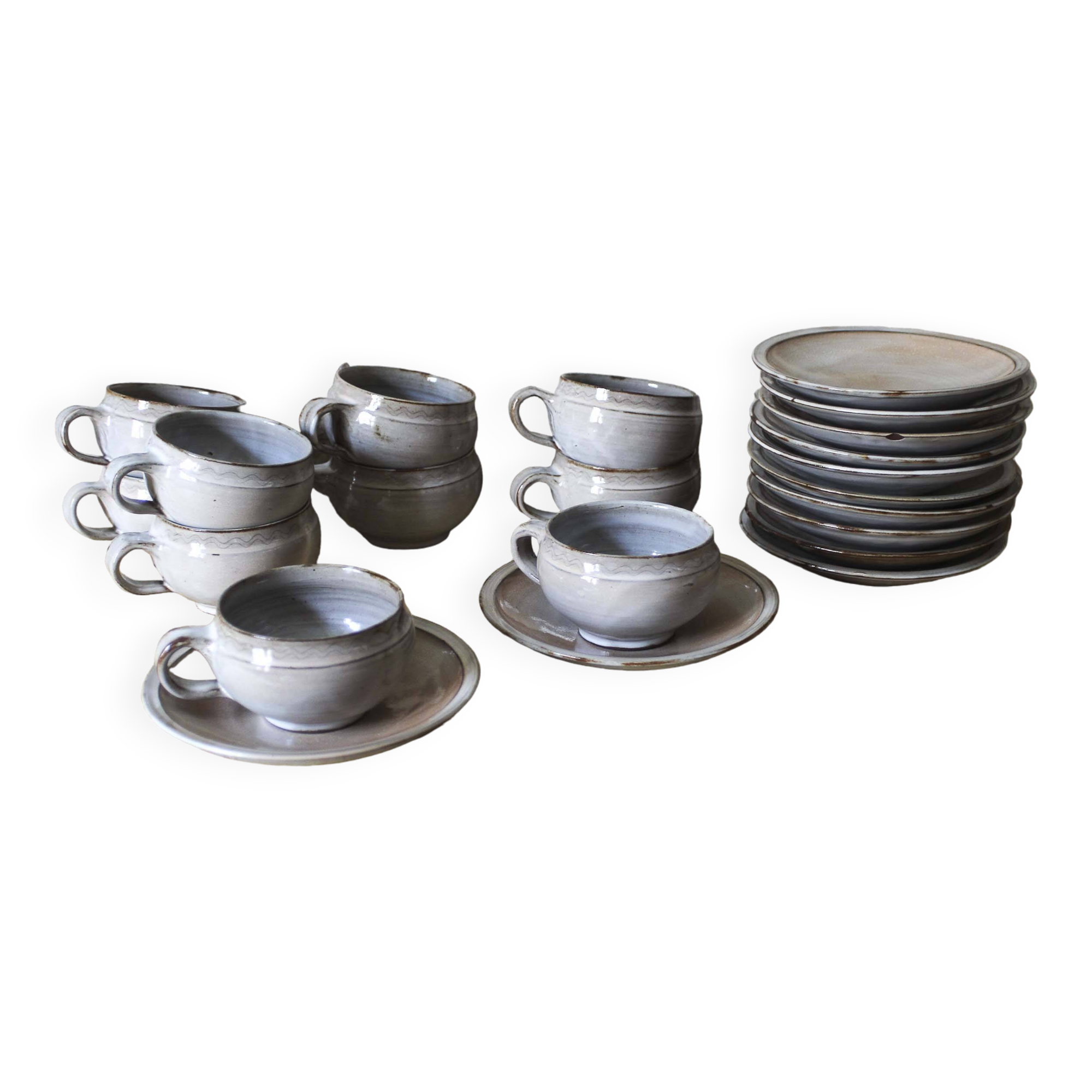 Set of 10 coffee cups and saucers Chantal and Thierry Robert