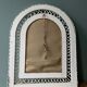 Rattan mirror, white woven wicker, 1960 57x73cm