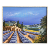 Oil on canvas, Chapel of Provence, lavender fields signed Ehrisman