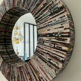 Vintage round mirror made of paper rolls