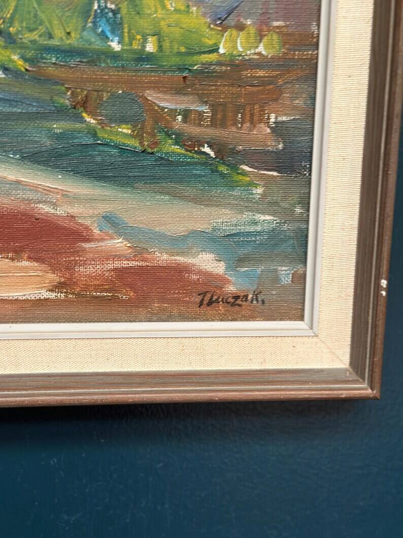 Original Swedish Oil on Canvas – “Landscape” by Jerzy Luczak‑Szewczyk (1923–1975)