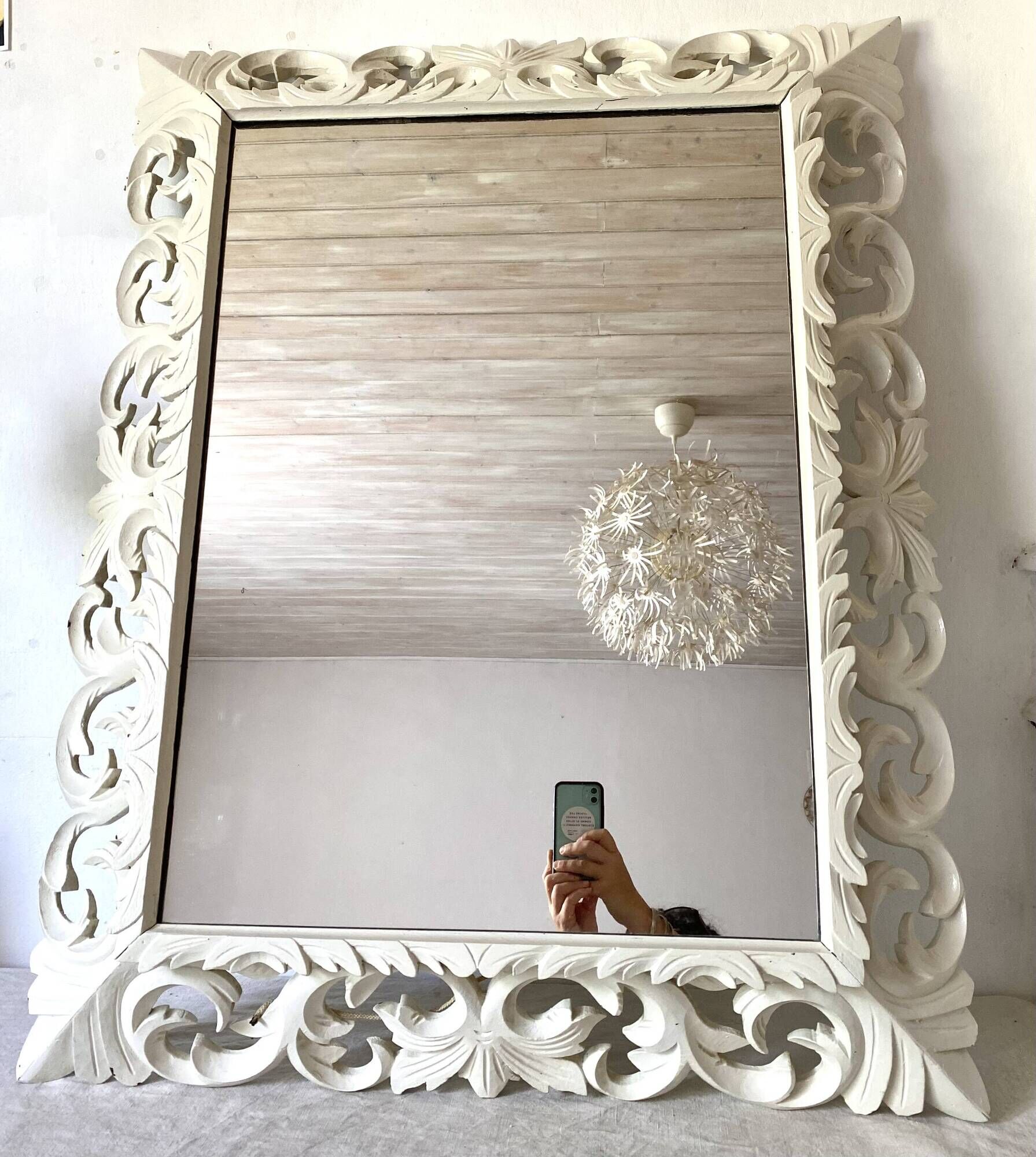 Antique Henri II style mirror, in openwork carved wood