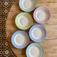 Set of 6 vintage soup plates, pastel colors and gold details
