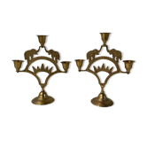 Pair of brass elephant candlesticks