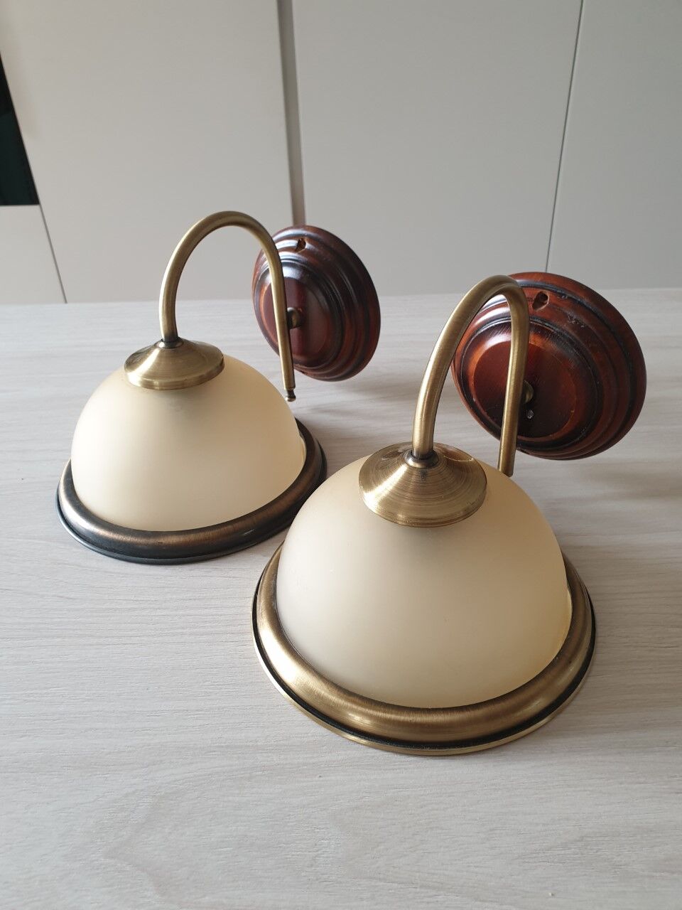 Pair of opaline wall lamps