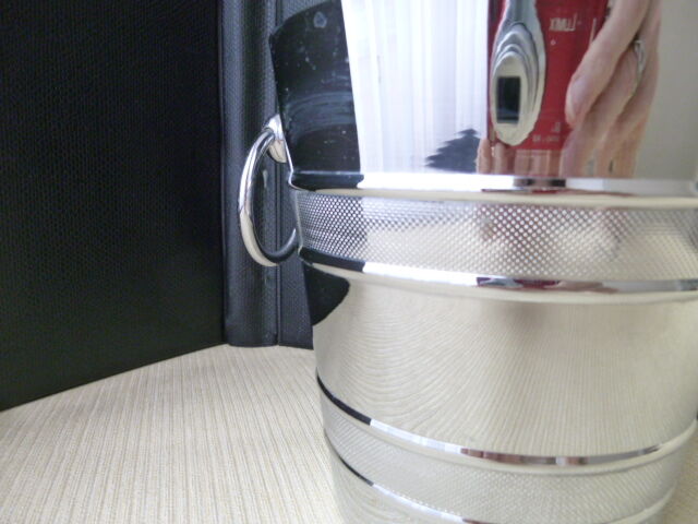 Ice bucket and vintage stainless steel drainer