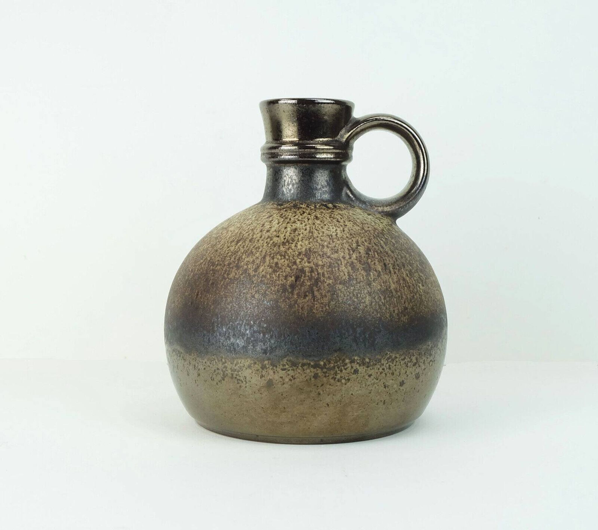1970s vase steuler-keramik model 308/20 shades of brown and metallic glaze