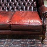 2-seater leather Chesterfield wingback sofa from the 80s