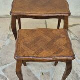 2 nesting tables in solid wood in Louis XV style