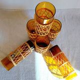 Six mustard long drink glasses