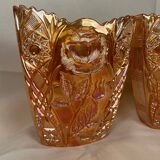 Pair of garden rose vases made of Brockwitz carnival glass, 1915
