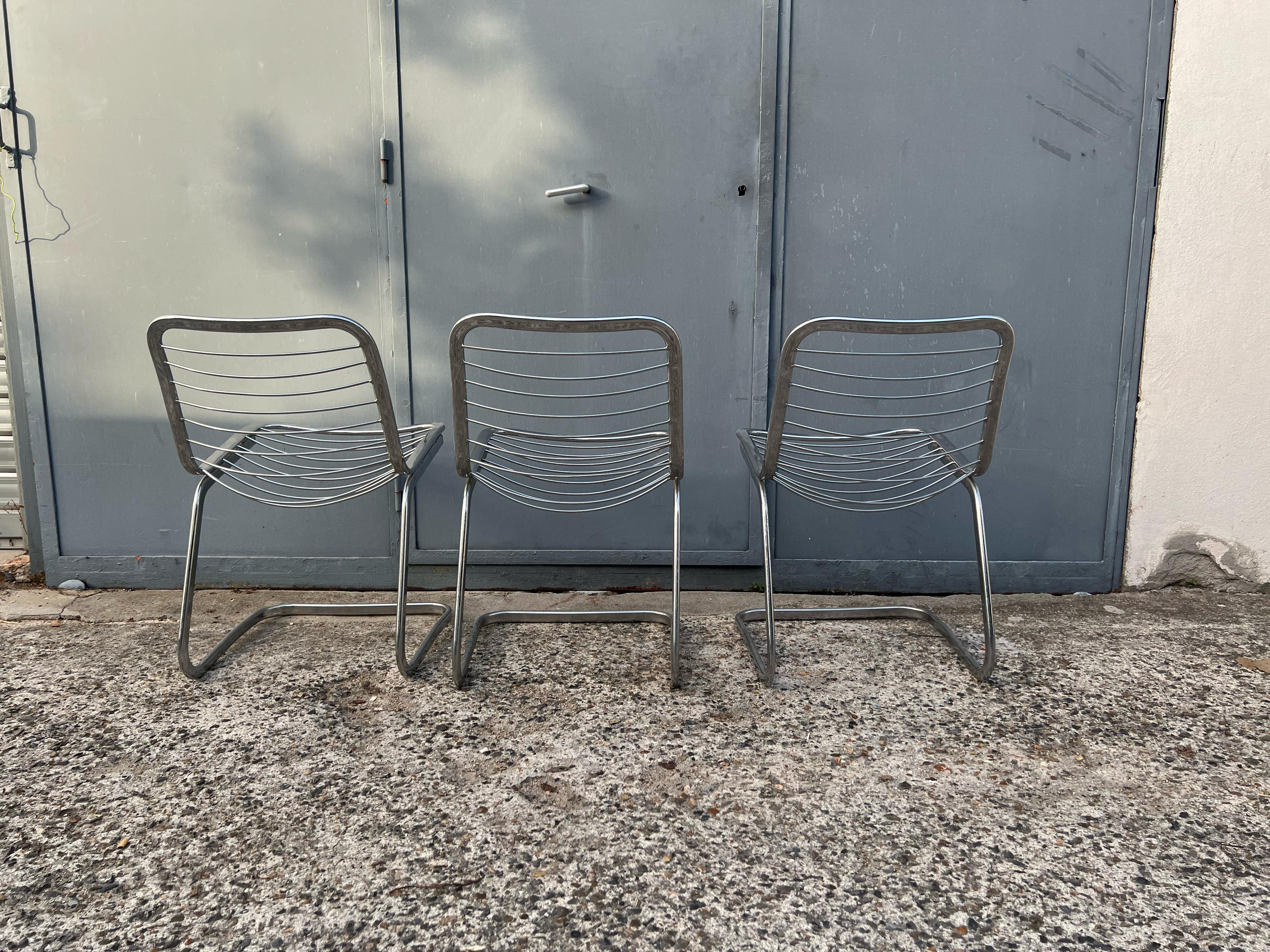 Vintage Italian design chrome metal chair from the 70s