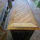 Chevron-patterned oak workbench