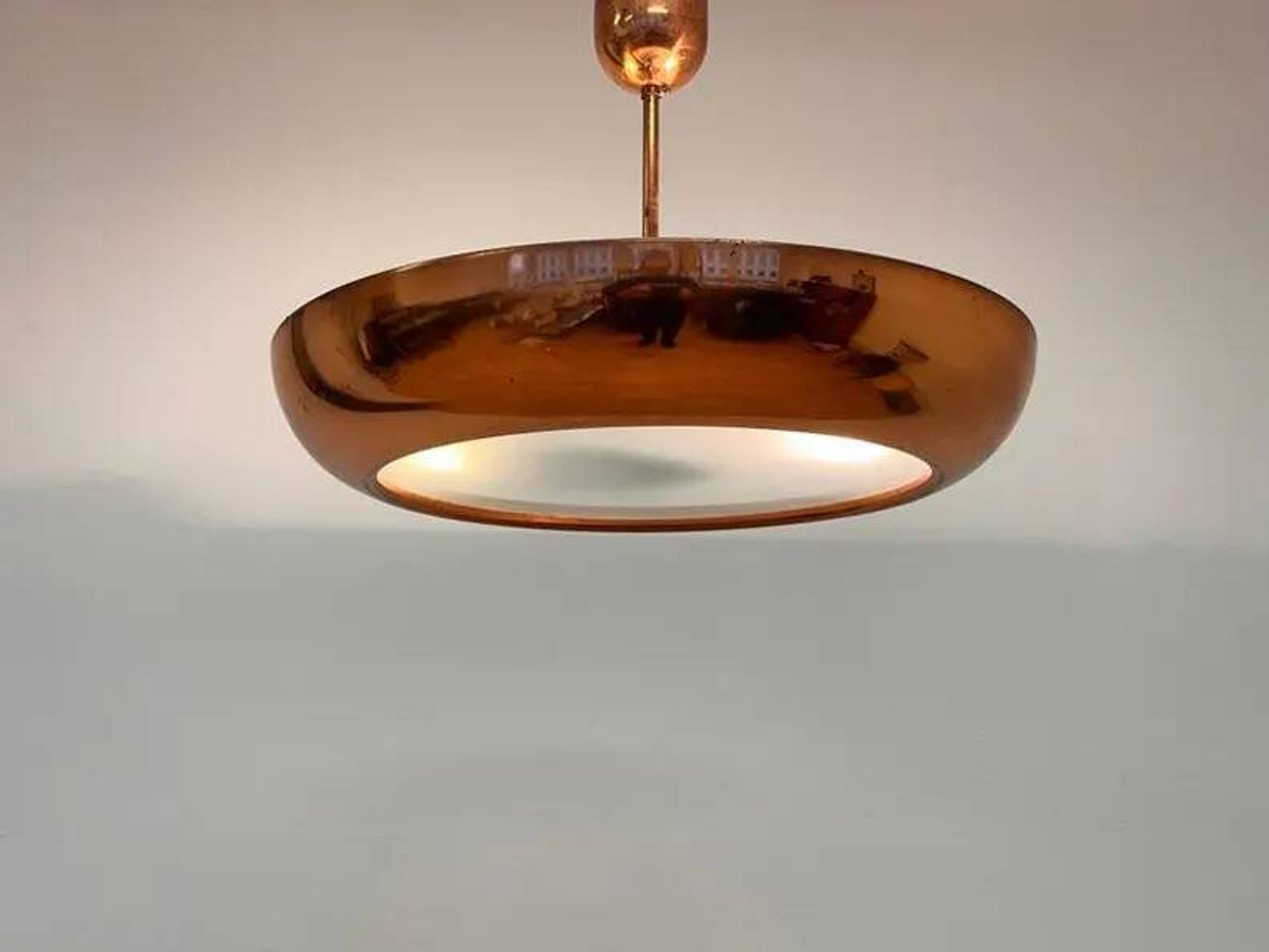 Pair of Bauhaus / Functionalist Copper Pendants UFO by Napako, 1940s