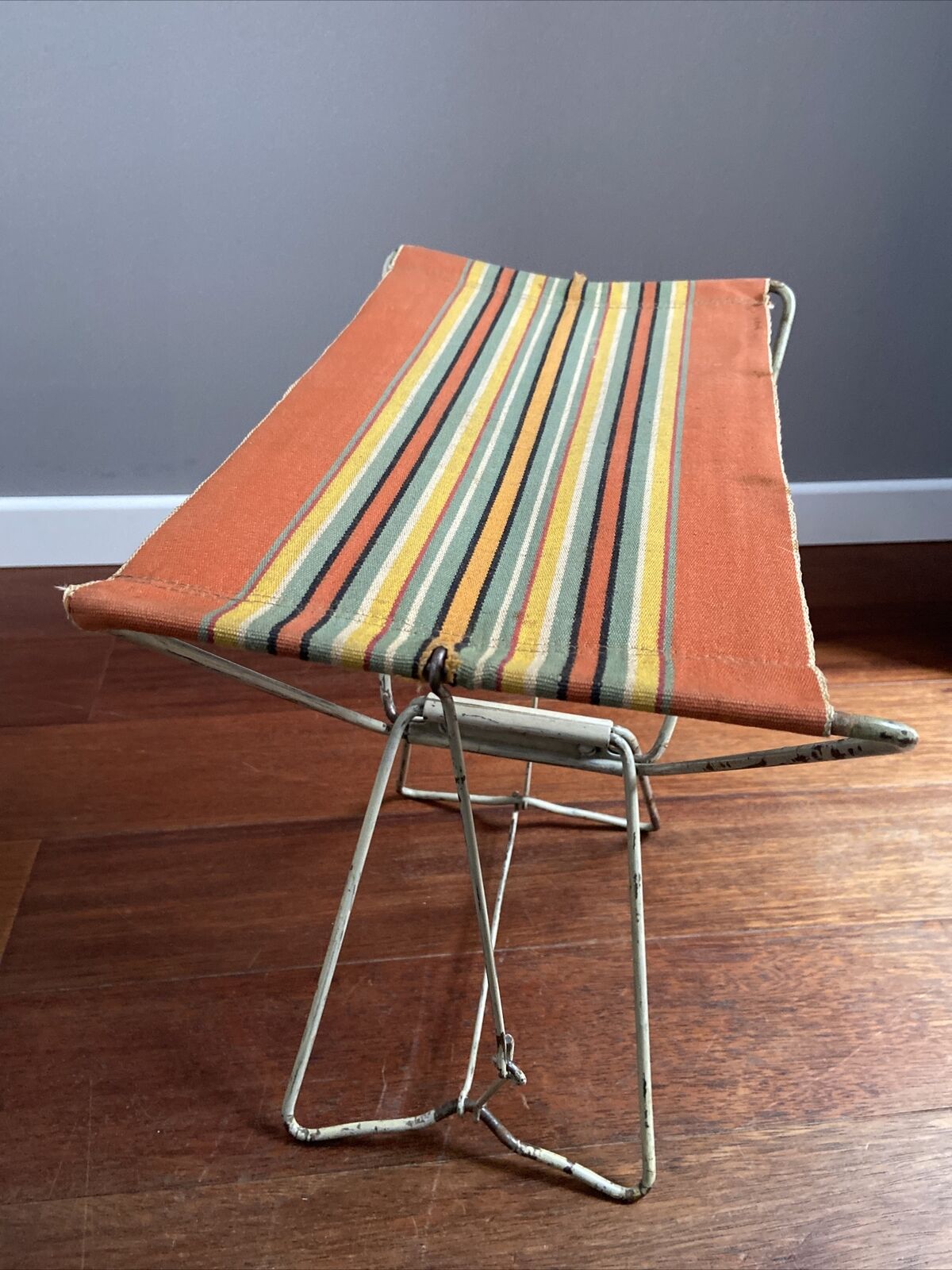Camping seat beach fabric metal holiday vintage fishing