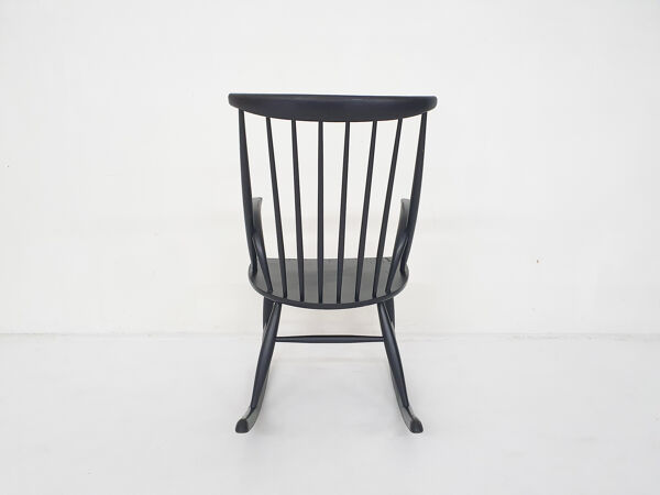 Rocking-chair en bois noir par Illum Wikkelso pour Niels Eilersen modèle IW3, Danemark 1958