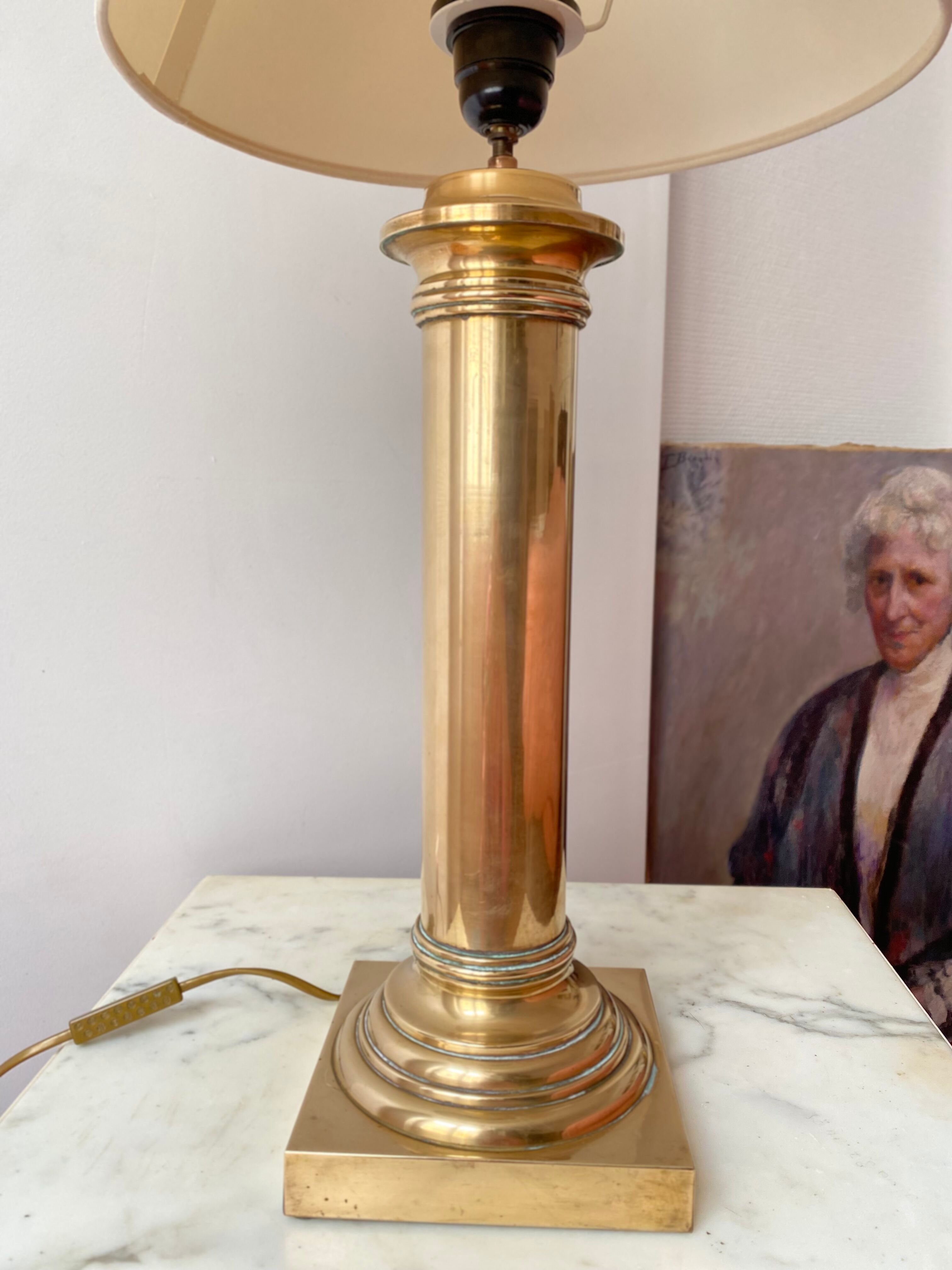Brass column lamp neoclassical style 60s vintage