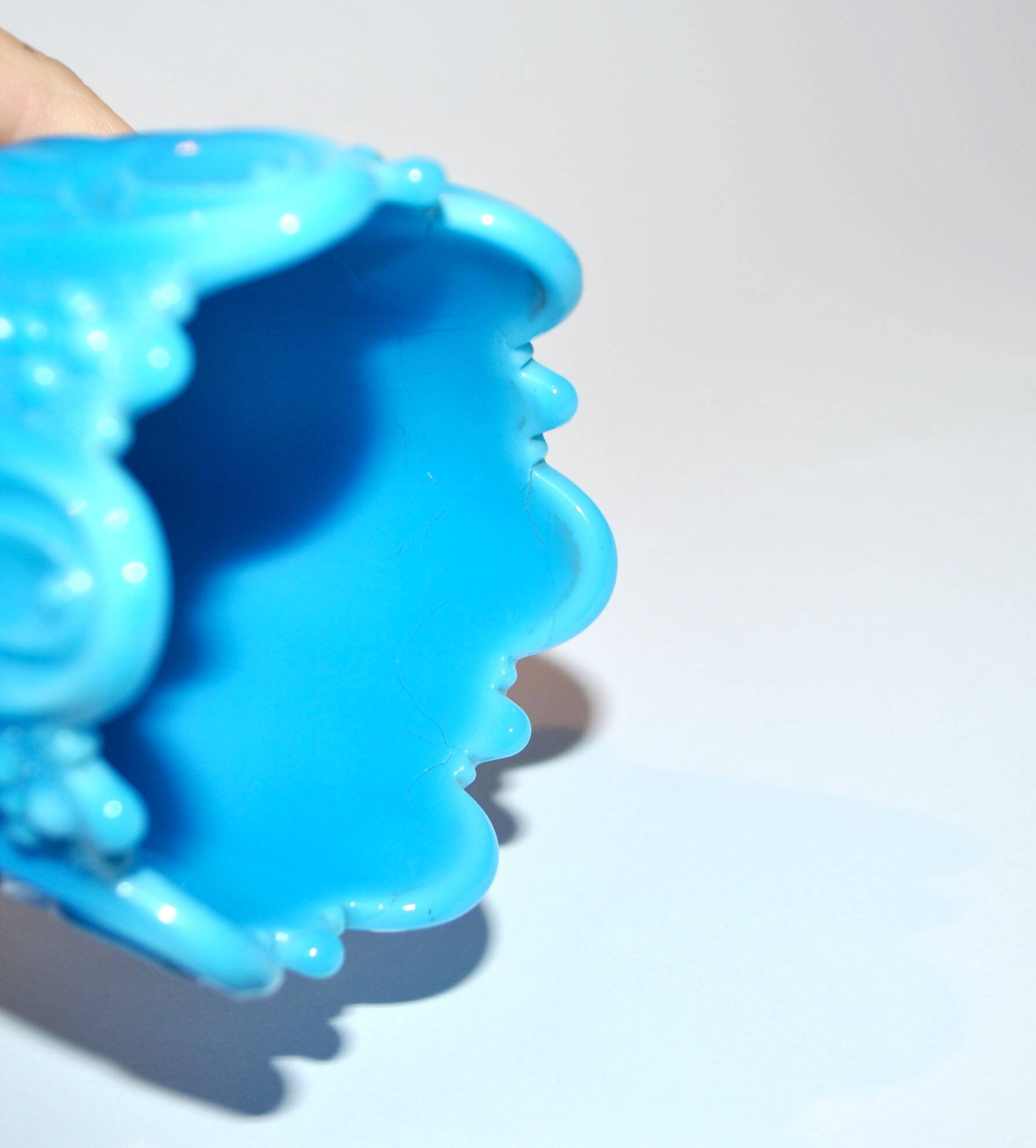 Portieux photophore cigar holder antique opaline turquoise blue gothic