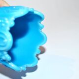 Portieux photophore porte-cigare ancien opaline bleu turquoise gothique