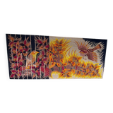 Vintage psychedelic bird painting 1970 Lurcat