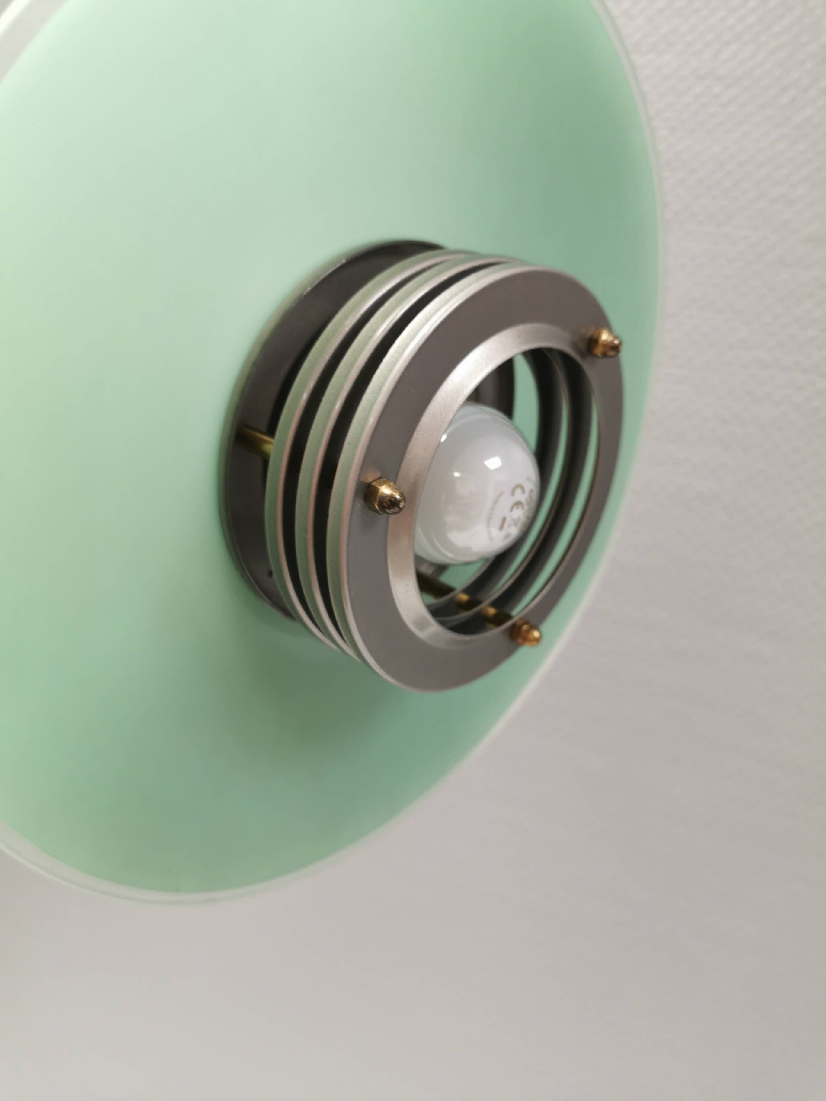 Hanging lamp in metal and painted glass by Swedish Belid, estimated 1980-90s