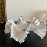 White opaline pendant light with ruffles