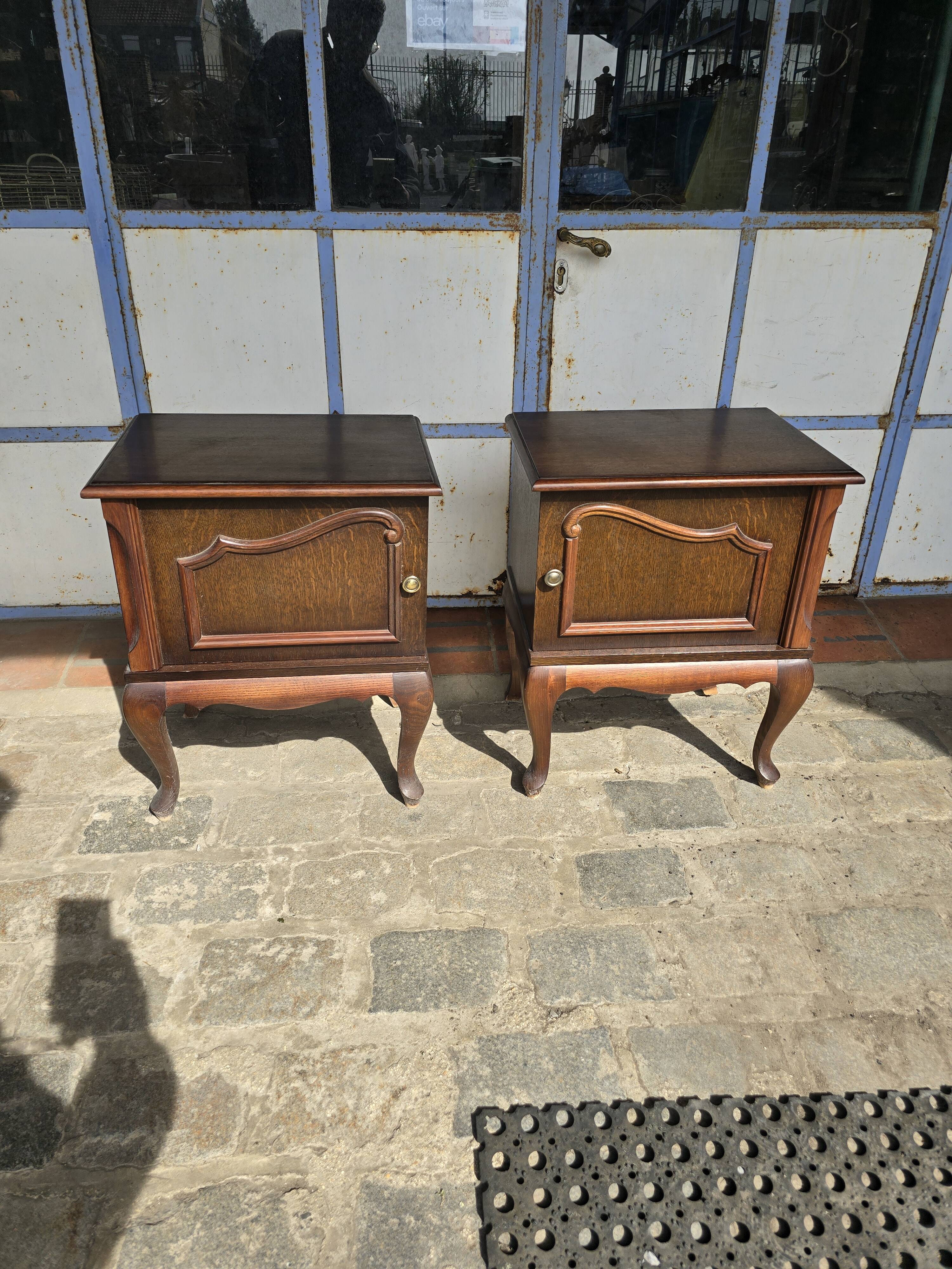 Pair of vintage 1960s oak bedside tables