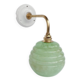 Brass collar and speckled glass wall lamp