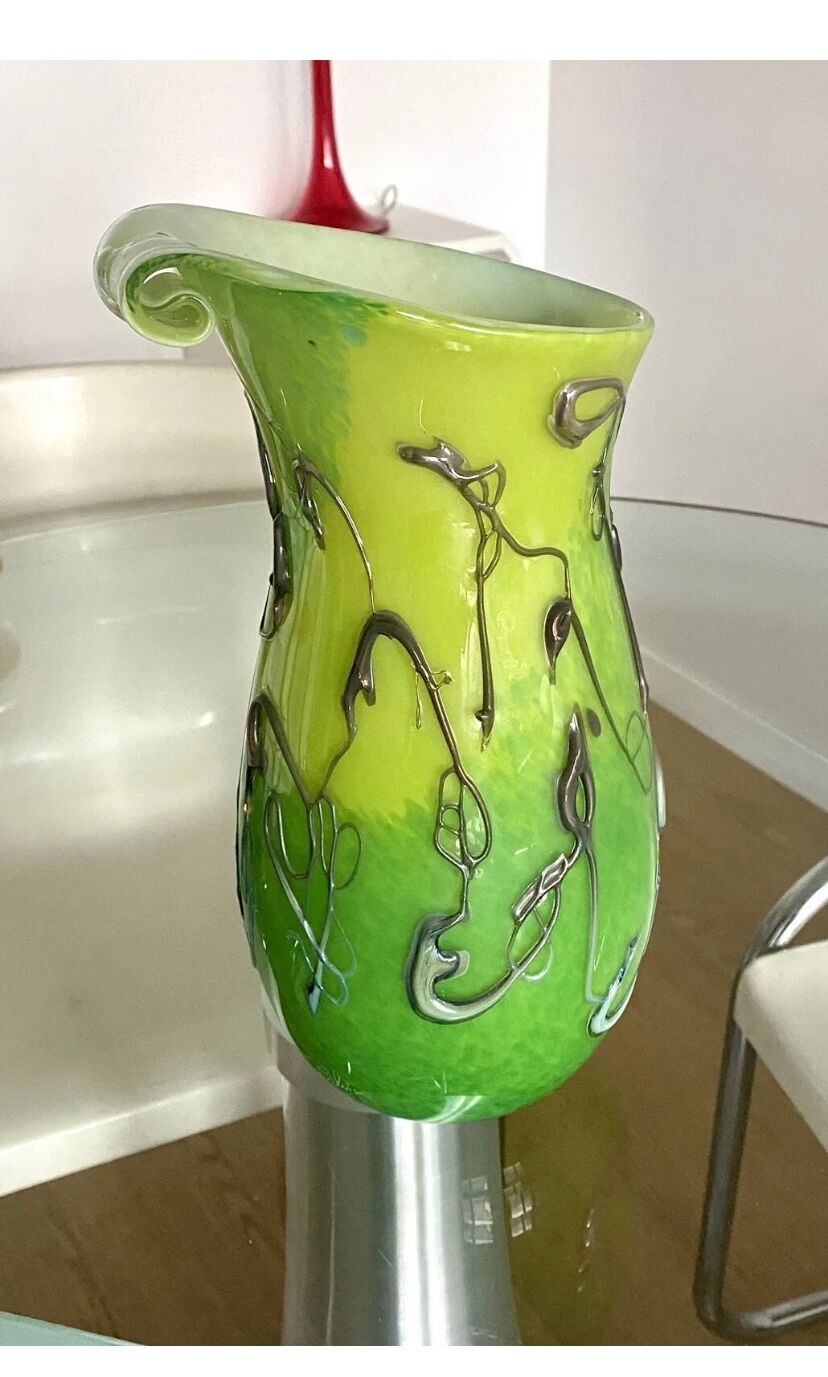 Vase Silviy glass blown Murano varried glass paste object decoration