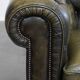 Green Vintage English Cowhide Leather Chesterfield 2-Seater Sofa