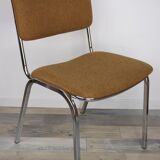 Suite of 6 chrome and tweed chairs 50