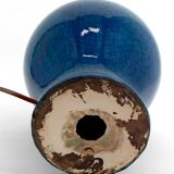 French Blue Crackle Glazed Ceramic Lamp, Circa 1950