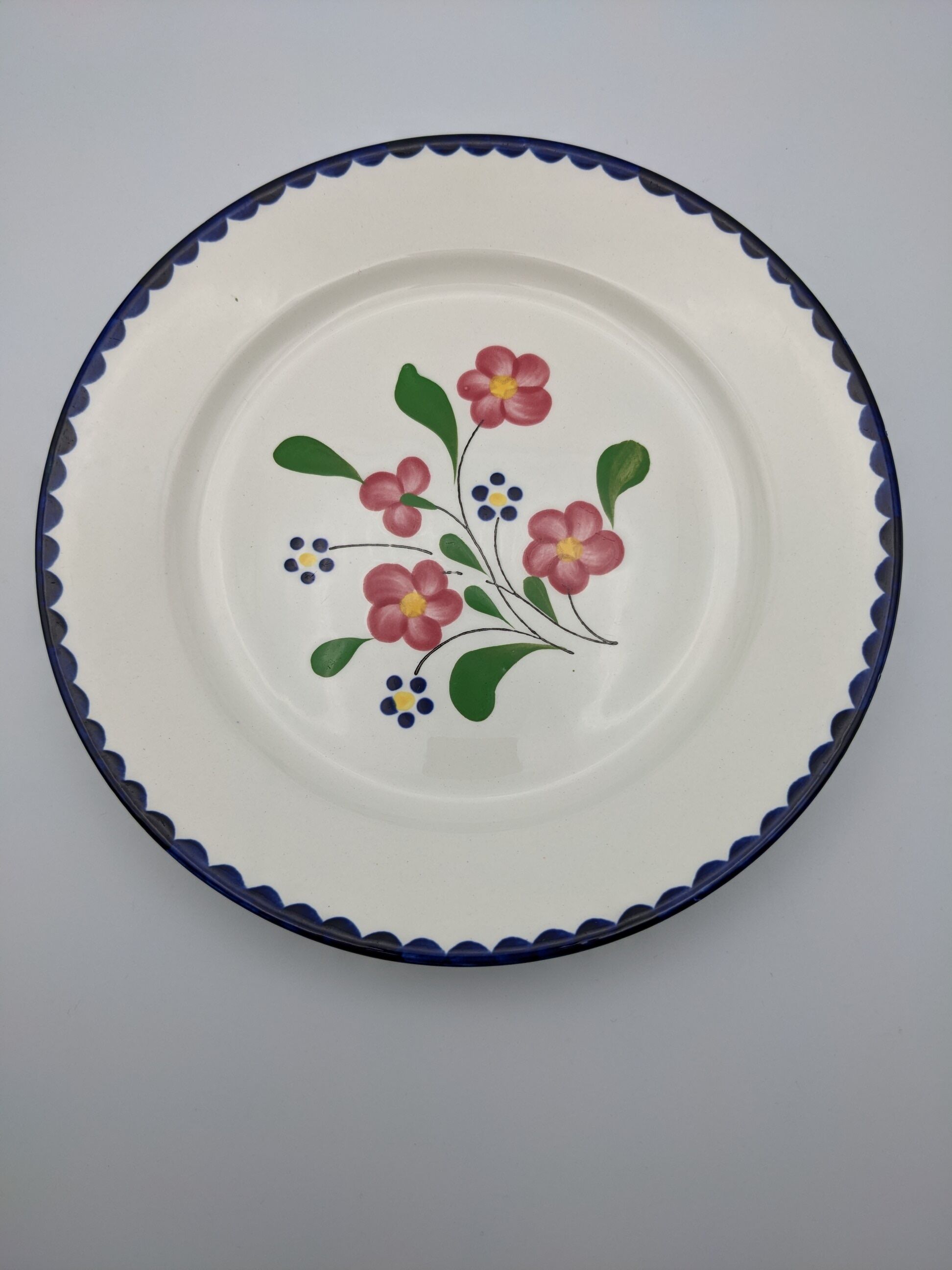 Set of 6 flat plates salins model rosemonde floral decoration