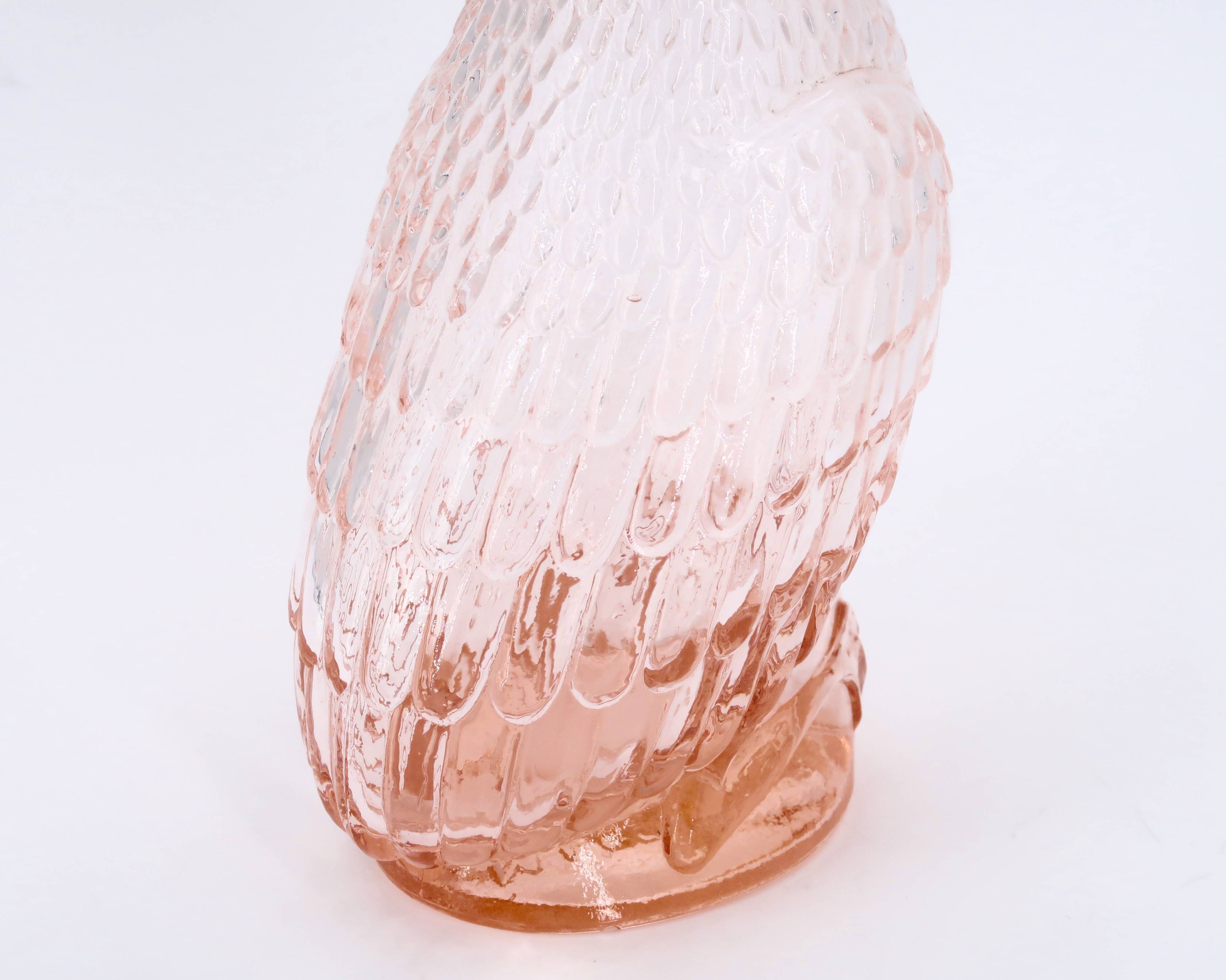 Empoli pink glass duck bottle, 1960s