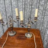 Pair of candlesticks girandoles Louis XVI silver empire