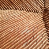 Pair of mulched brutalist chairs and wood