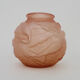 Art deco ball vase in pink glass paste with bird decoration