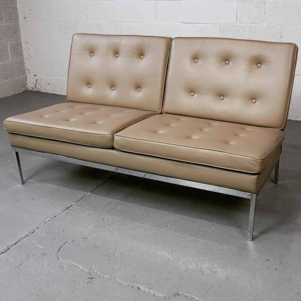 Florence Knoll two-seater in leather mod. 65 for Knoll International