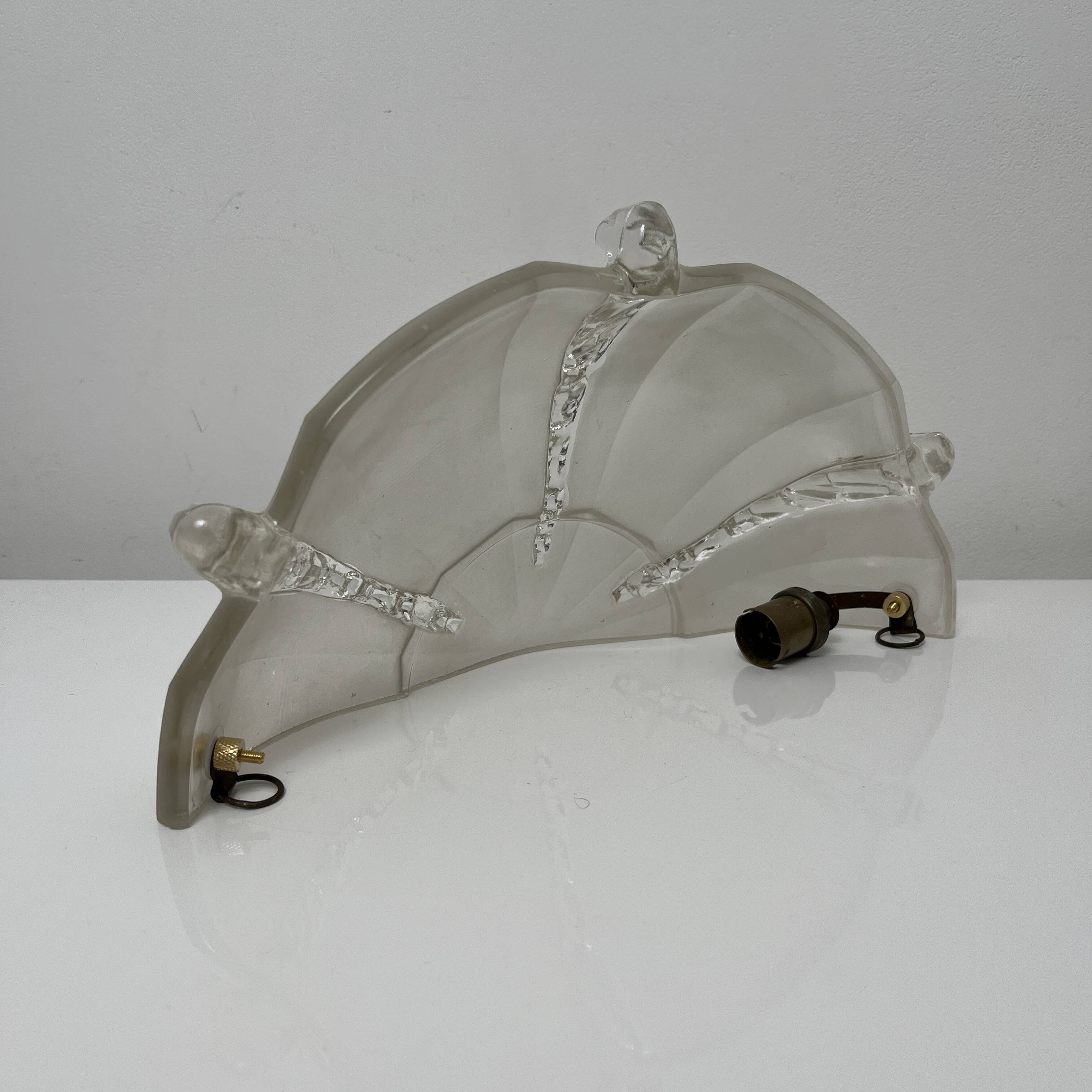 Partially frosted pressed glass wall lamp Art Deco Ezan icicle Jean Gau