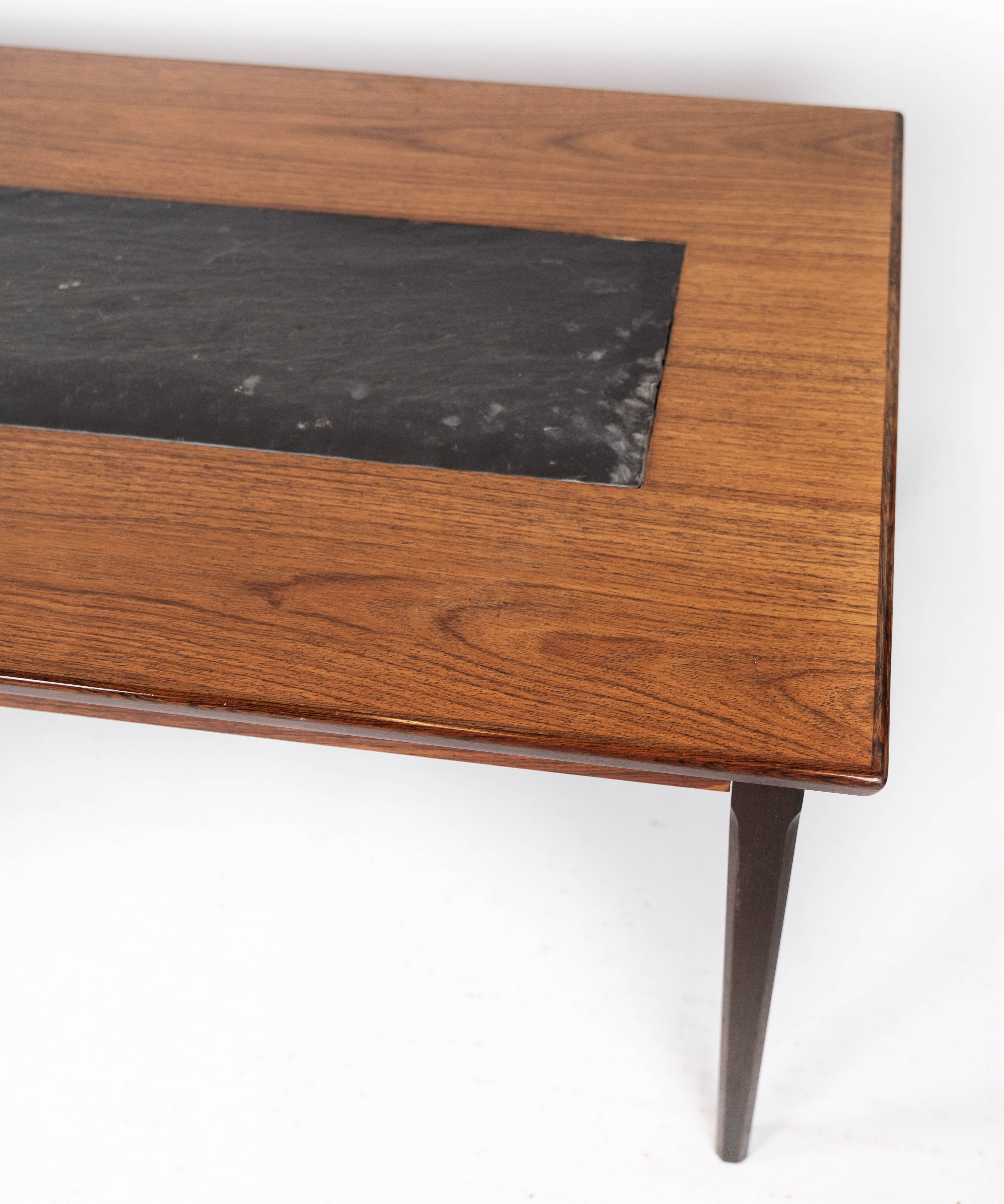Coffee table in rosewood and black slate of Danish design, 1960s