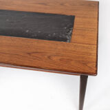 Coffee table in rosewood and black slate of Danish design, 1960s