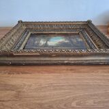 Painting 19th century oil on panel signed