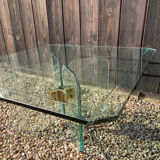 Table basse en verre et connecteurs en laiton par peter ghyczy