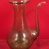 Carafe design, verseuse en verrerie de biot vert verre vintage