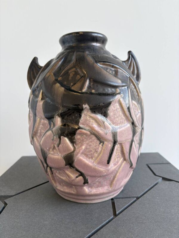 Vase a oreilles en grès, Gilbert Métenier, art déco