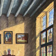 Interior of a Flemish house, oil on canvas signed